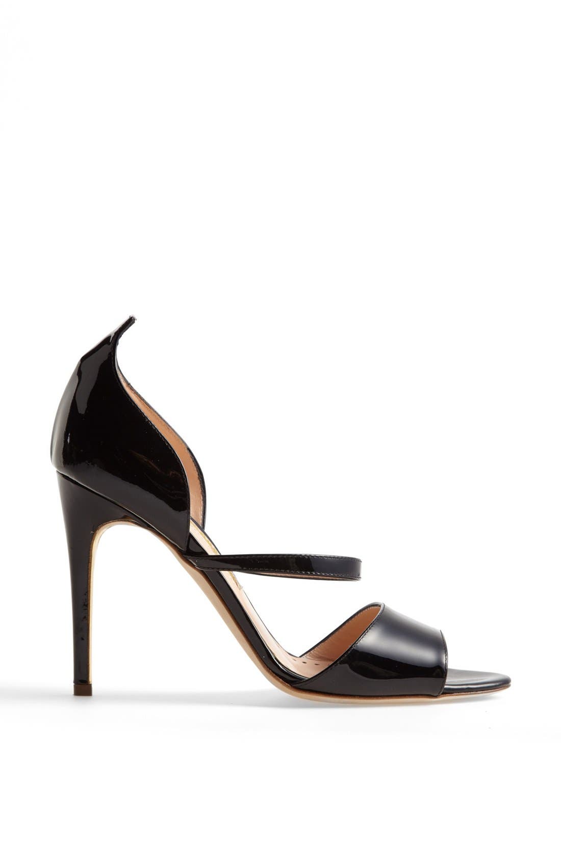 'Ophelia' Patent Leather Sandal, Alternate, color, BLACK