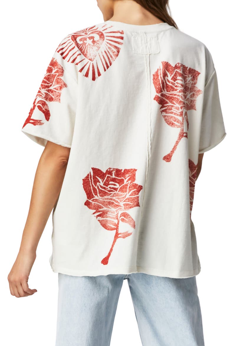 Painted Floral Oversize Graphic T-Shirt, Alternate, color, IVORY COMBO
