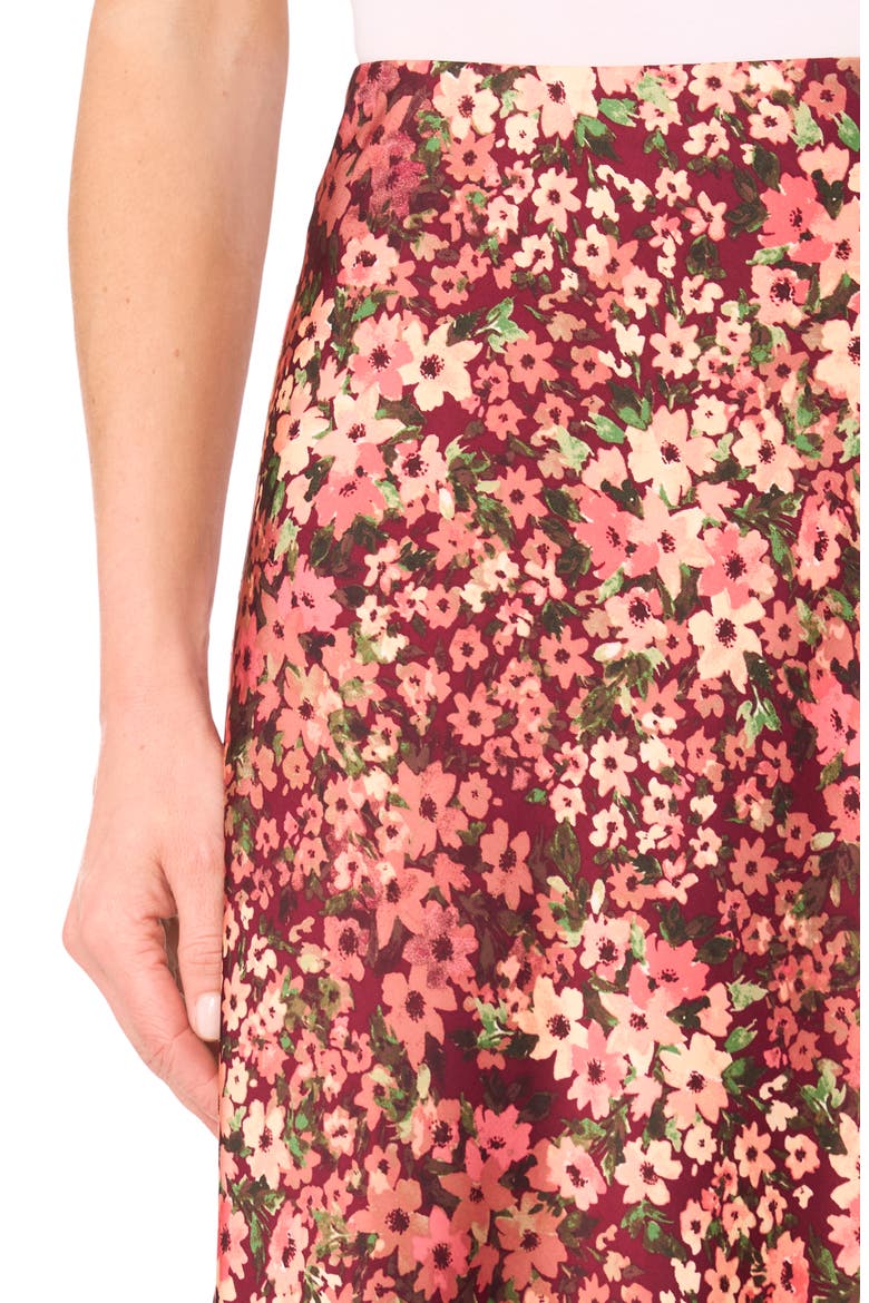 Bias Cut Satin Midi Skirt, Alternate, color, FRESH BERRY