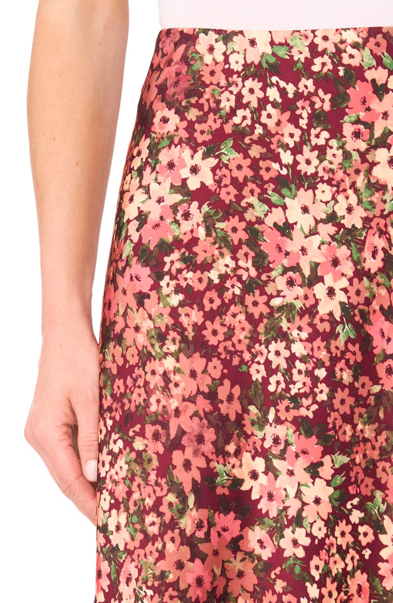 CeCe Bias Cut Satin Midi Skirt, Alternate, color, Fresh Berry