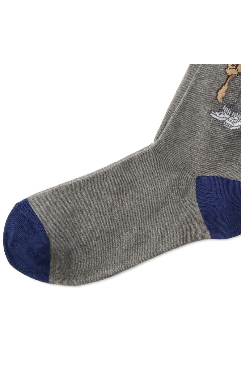 Polo Ralph Lauren Fall Bear Cotton Blend Crew Socks, Alternate, color, Grey Heather