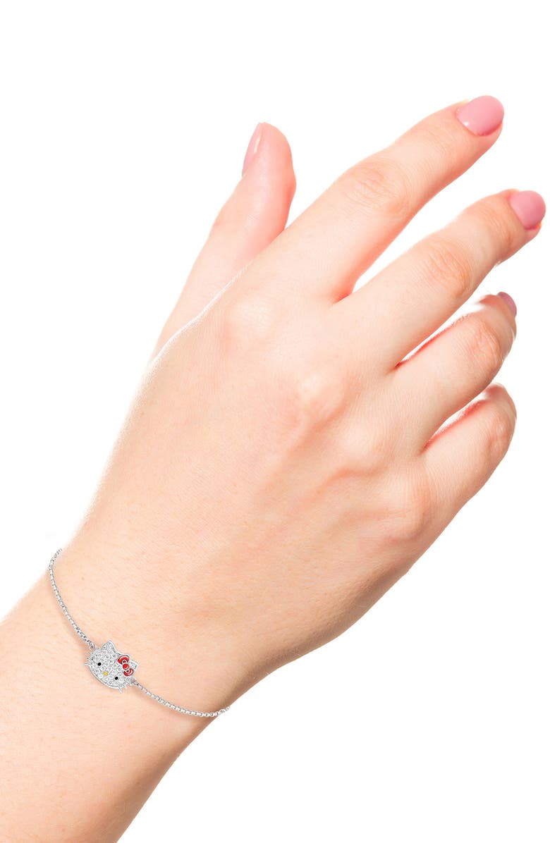 Jacmel Sterling Silver Pavé Cubic Zirconia Hello Kitty Charm Bracelet, Alternate, color, 