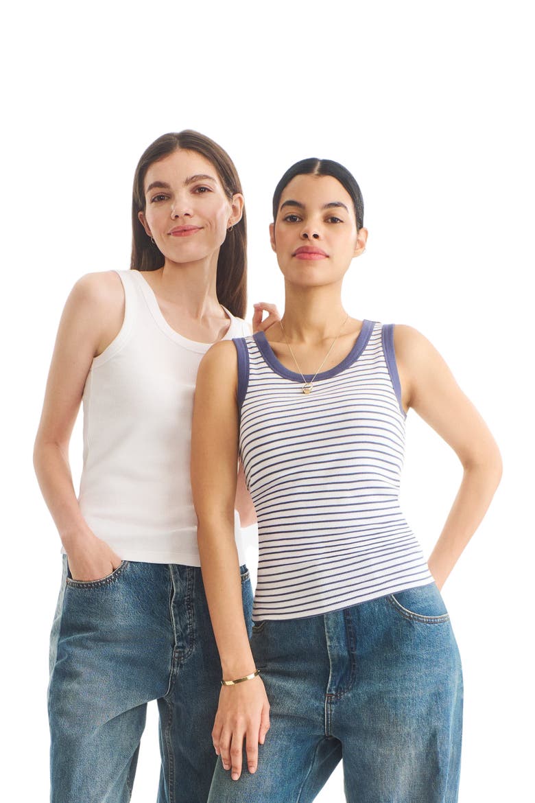 Adult Rib Tank In Stripe, Alternate, color, Sunwashed Navy White Stripe
