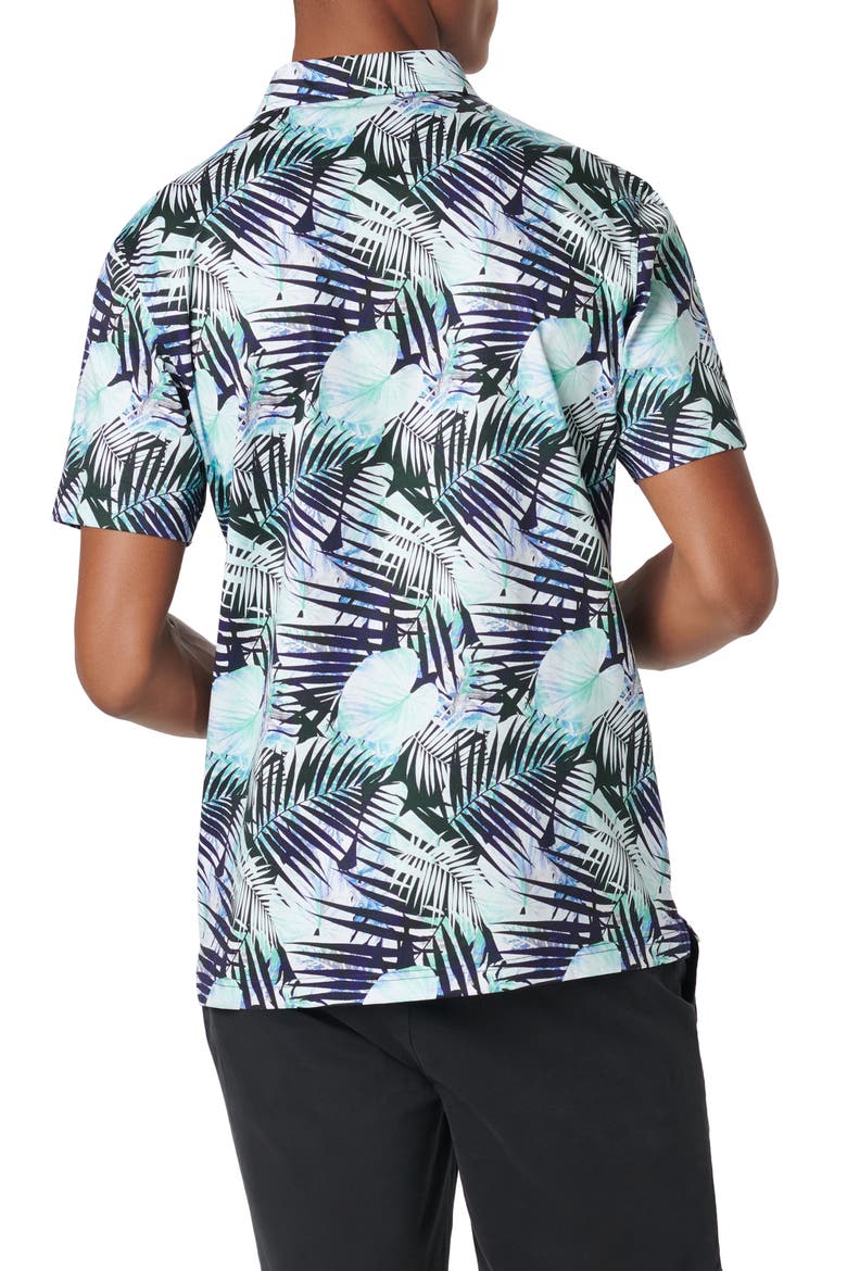 Hendrix Digital Leaf Print Pima Cotton Polo, Alternate, color, TURQUOISE