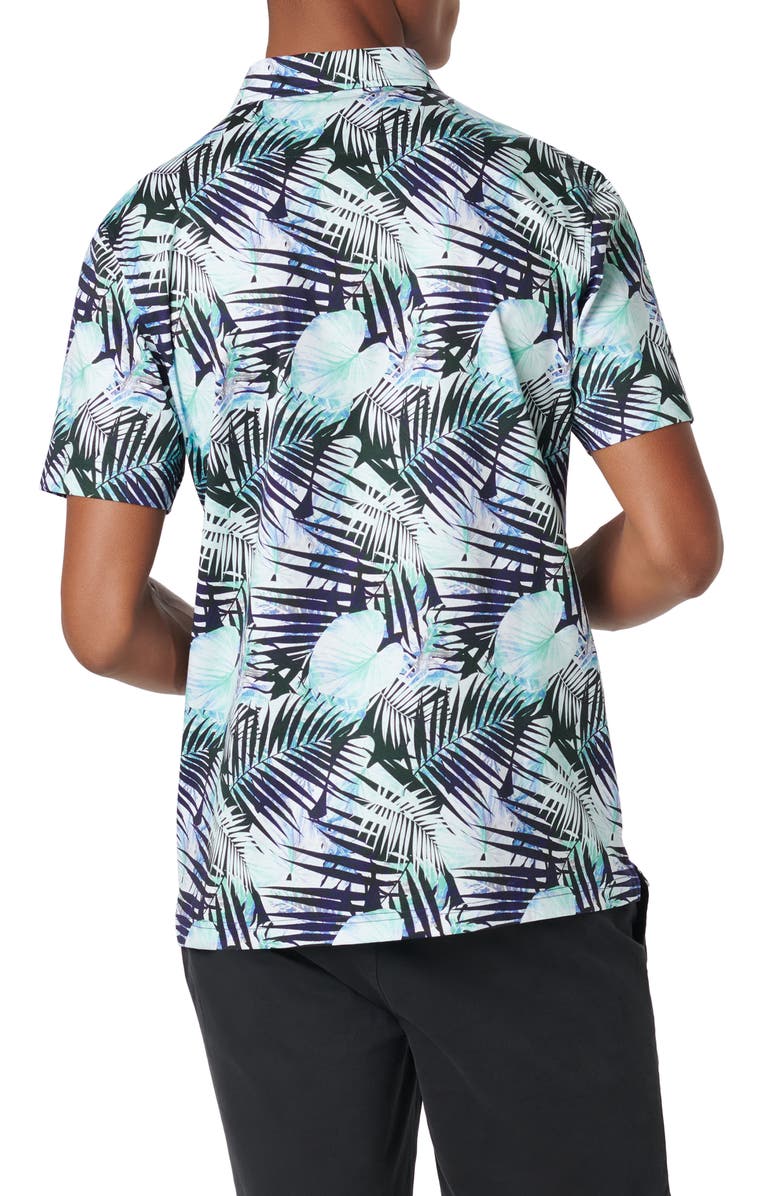 Bugatchi Hendrix Digital Leaf Print Pima Cotton Polo, Alternate, color, Turquoise