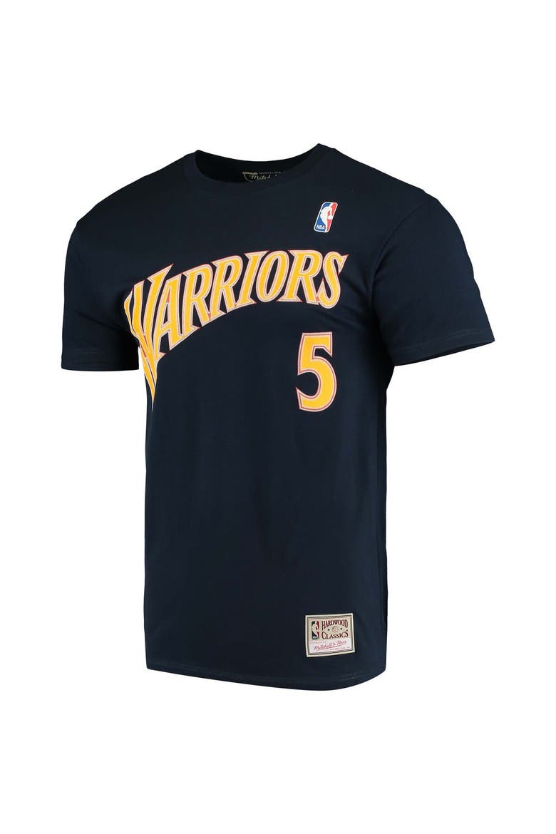 Men's Mitchell & Ness Baron Davis Navy Golden State Warriors Hardwood Classics Stitch Name & Number T-Shirt, Alternate, color, Navy