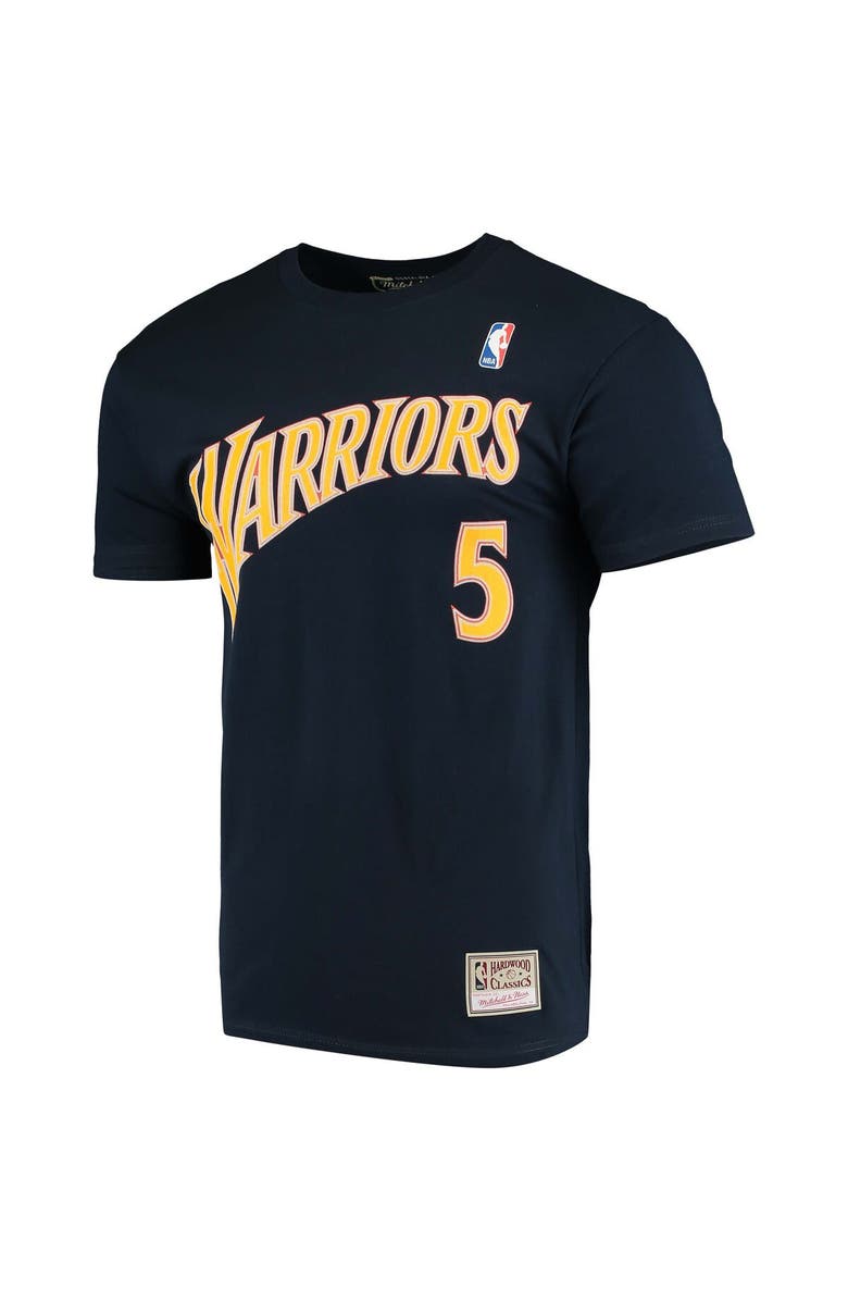 Mitchell & Ness Men's Mitchell & Ness Baron Davis Navy Golden State Warriors Hardwood Classics Stitch Name & Number T-Shirt, Alternate, color, Navy