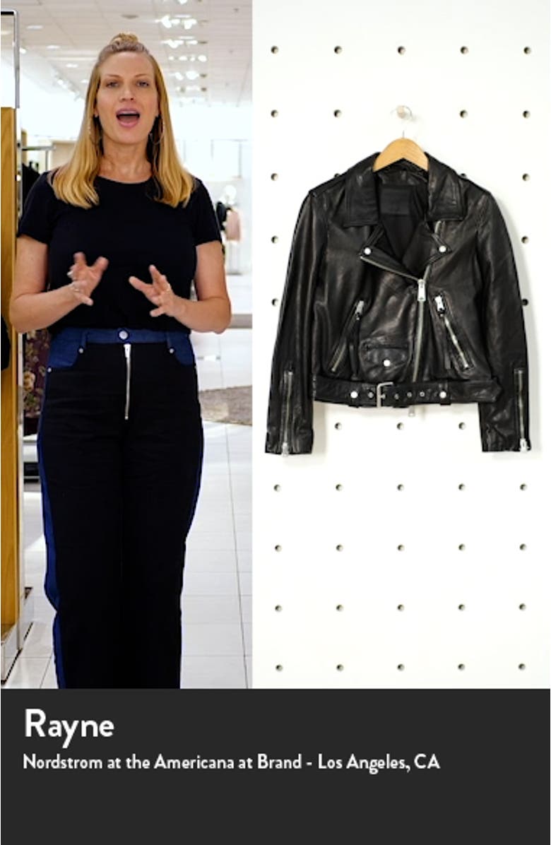 Luna Lambskin Leather Biker Jacket, sales video thumbnail