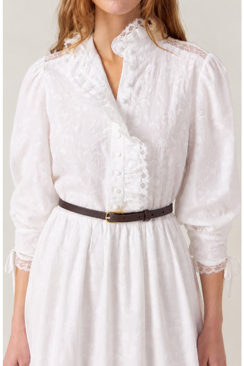 Ruffle Collar Puff Sleeve Maxi Dress, Alternate, color, WHITE