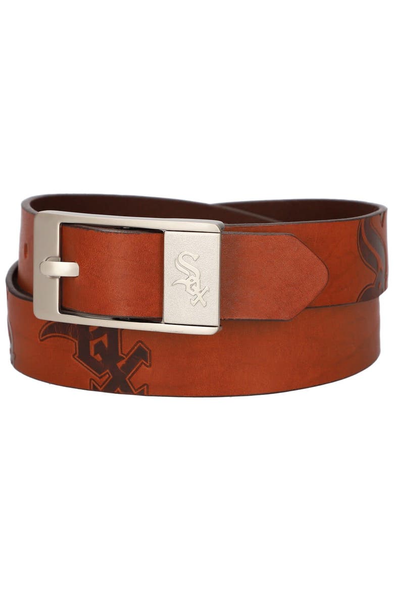 Chicago White Sox Brandish Leather Belt, Alternate, color, Brown