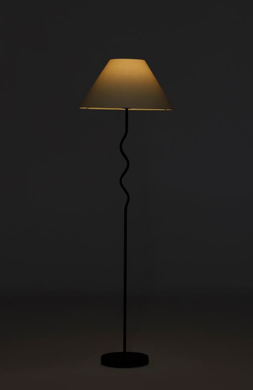 Brightech Squiggle 62' Led Modern Wavy Floor Lamp With Fabric Shade In Classic Black