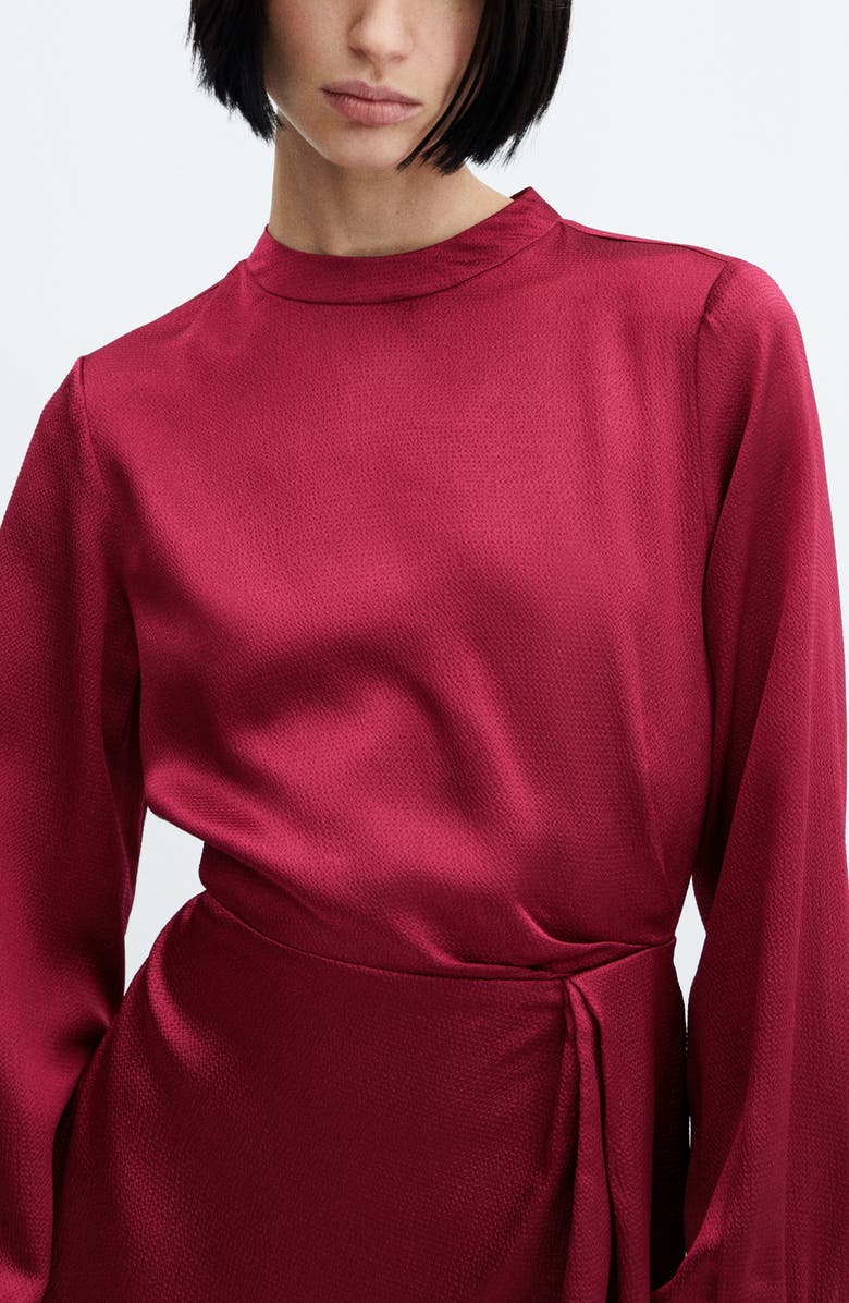 MANGO Long Sleeve Satin Dress, Alternate, color,