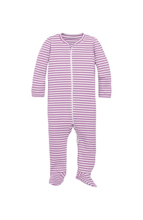 Baby Organic Zip Footie In Stripe