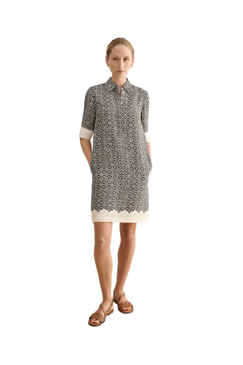 Marciella 3/4 Sleeve Printed Mini Dress, Main, color, Navy Cream