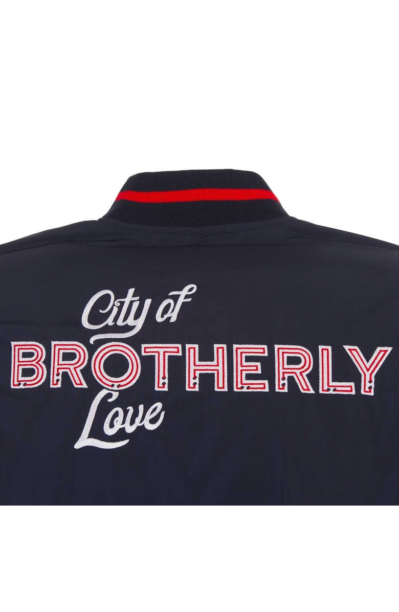 JH DESIGN Men's JH Design White Philadelphia 76ers 2023/24 City Edition Nylon Full-Zip Bomber Jacket, Alternate, color, 