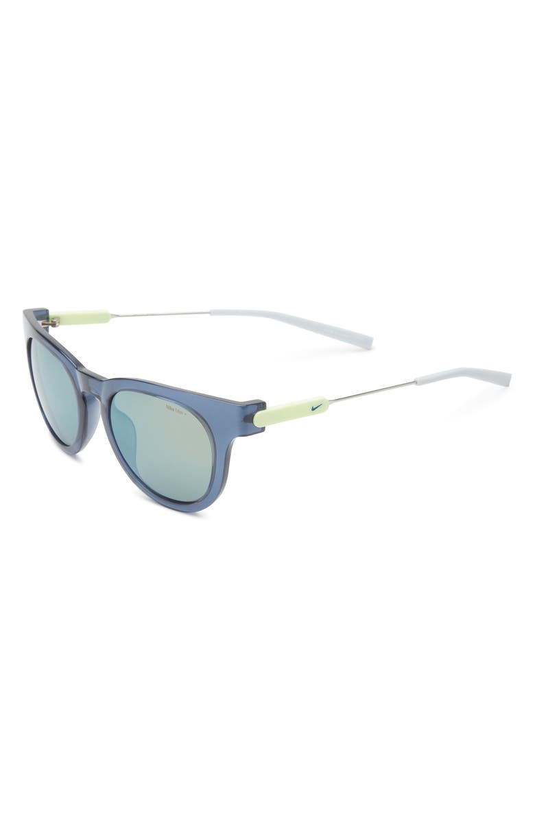 Nike Essence Round Sunglasses, Alternate, color, Diffused Blue / Yellow Mirror