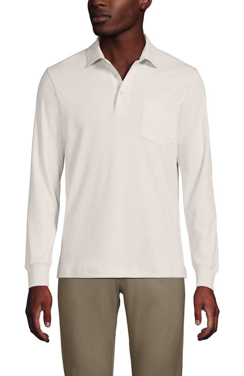 Long Sleeve Cotton Supima Polo Shirt with Pocket