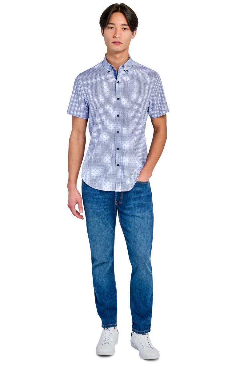 CONSTRUCT Geo Short Sleeve Woven Button Down Shirt, Alternate, color,