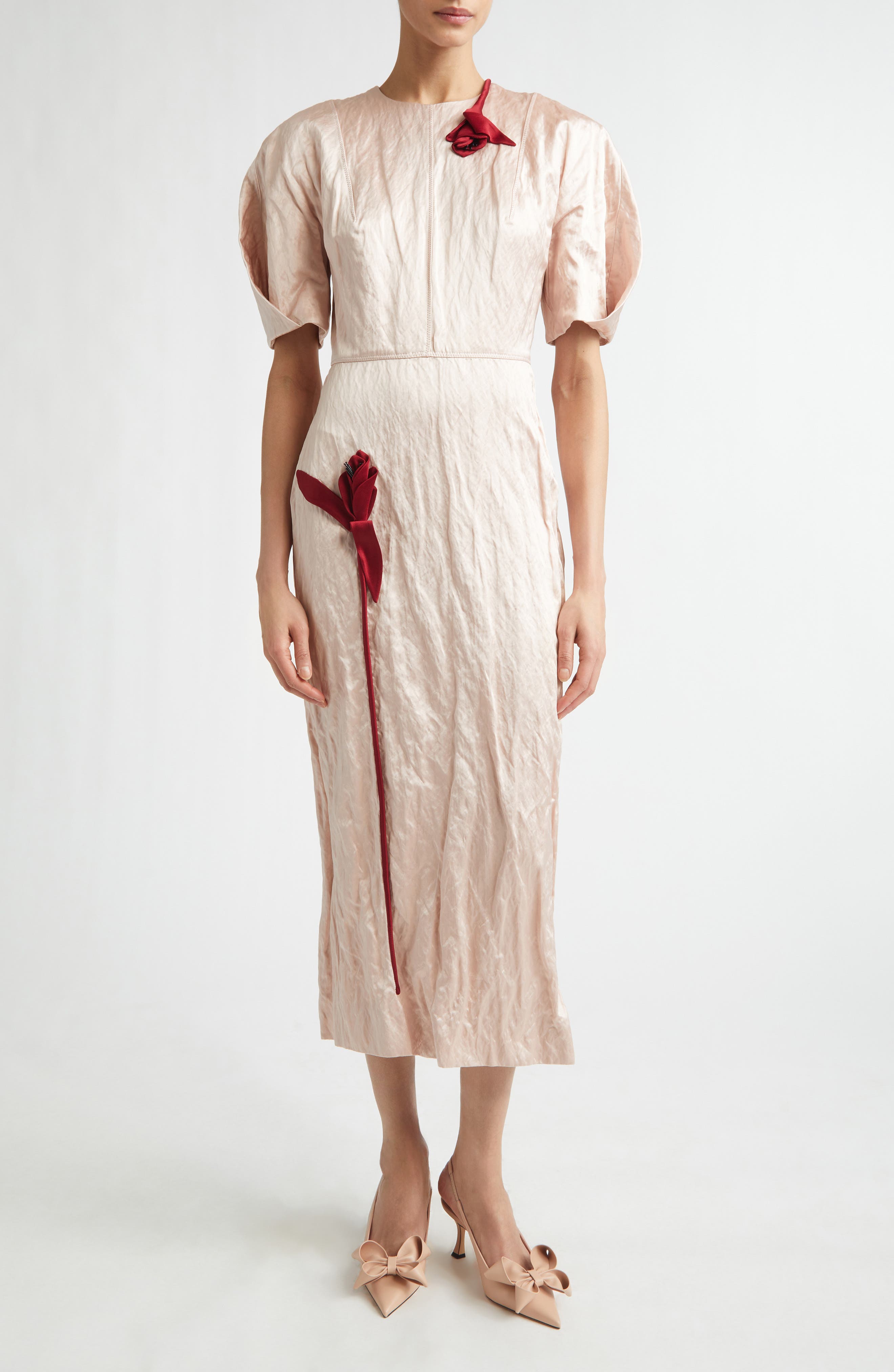 erdem rhona metallic lace dress Erdem Rhona Long-Sleeve Pleated Lace Dress| RegalFille