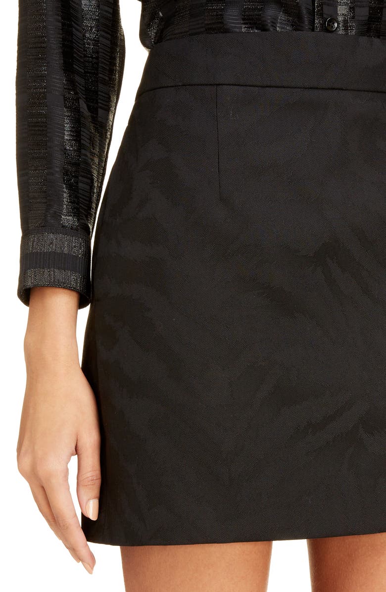 Saint Laurent Shadow Tiger Stripe Wool Miniskirt, Alternate, color, 