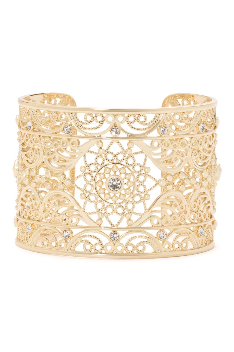 Laya Medallion Cuff Bracelet, Main, color, GOLD