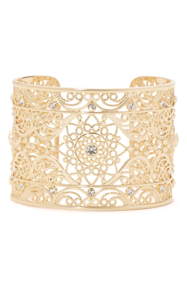 Ramy Brook Laya Medallion Cuff Bracelet, Main, color, Gold