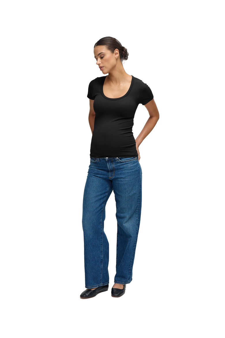 Seamless Maternity Rib Short Sleeve Crew Tee 2 Pack Bundle, Alternate, color, Black/Black