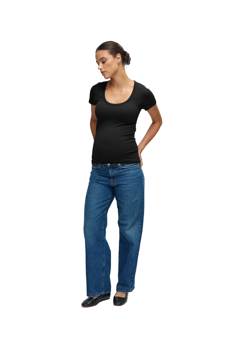 Ingrid & Isabel Seamless Maternity Rib Short Sleeve Crew Tee 2 Pack Bundle, Alternate, color, Black/Black