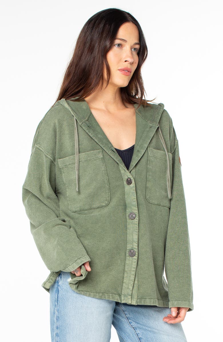 Roxy Clear Water Cotton Hooded Shacket, Alternate, color, 