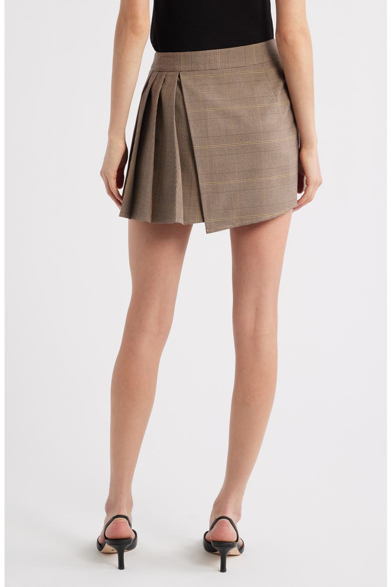 Adriana Asymmetrical Pleated Miniskirt, Alternate, color, MAPLE CHECK