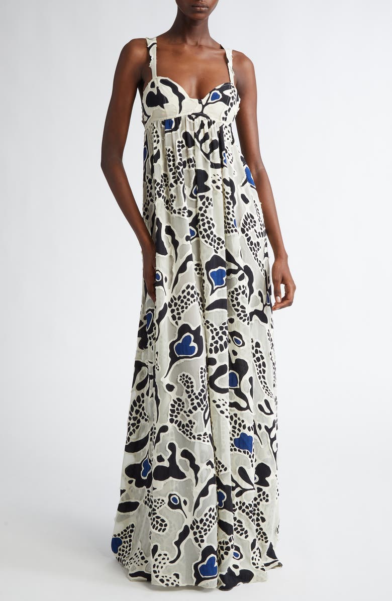 Ulla Johnson Leilani Appliqué Sleeveless Maxi Dress, Main, color, Porcelain