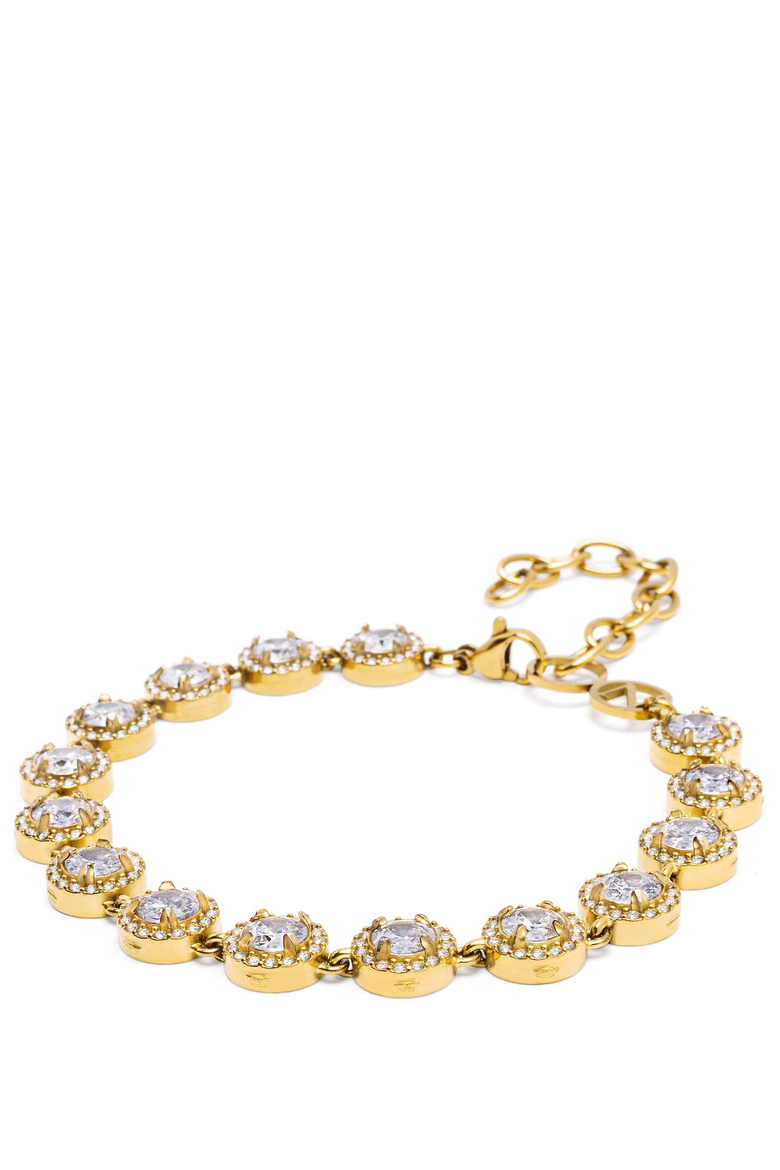 Clear Gemstone Link Bracelet, Main, color, Clear / Gold