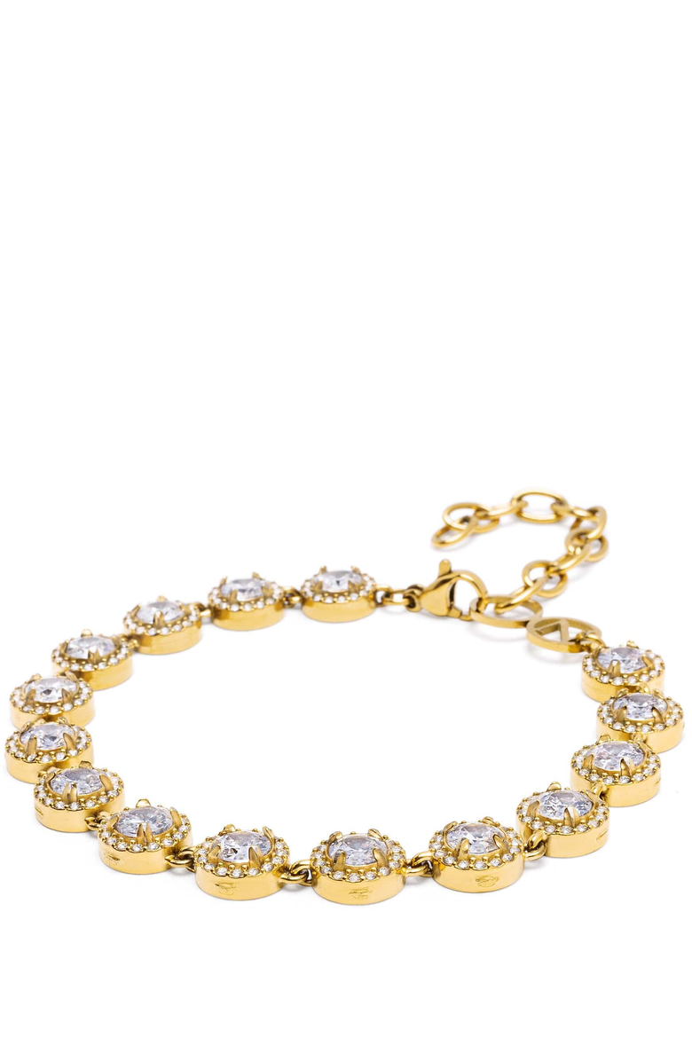 Nialaya Clear Gemstone Link Bracelet, Main, color, Clear / Gold