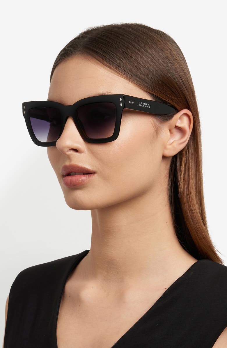 Isabel Marant 53mm Gradient Rectangular Sunglasses, Alternate, color, Black/ Dark Grey Sf