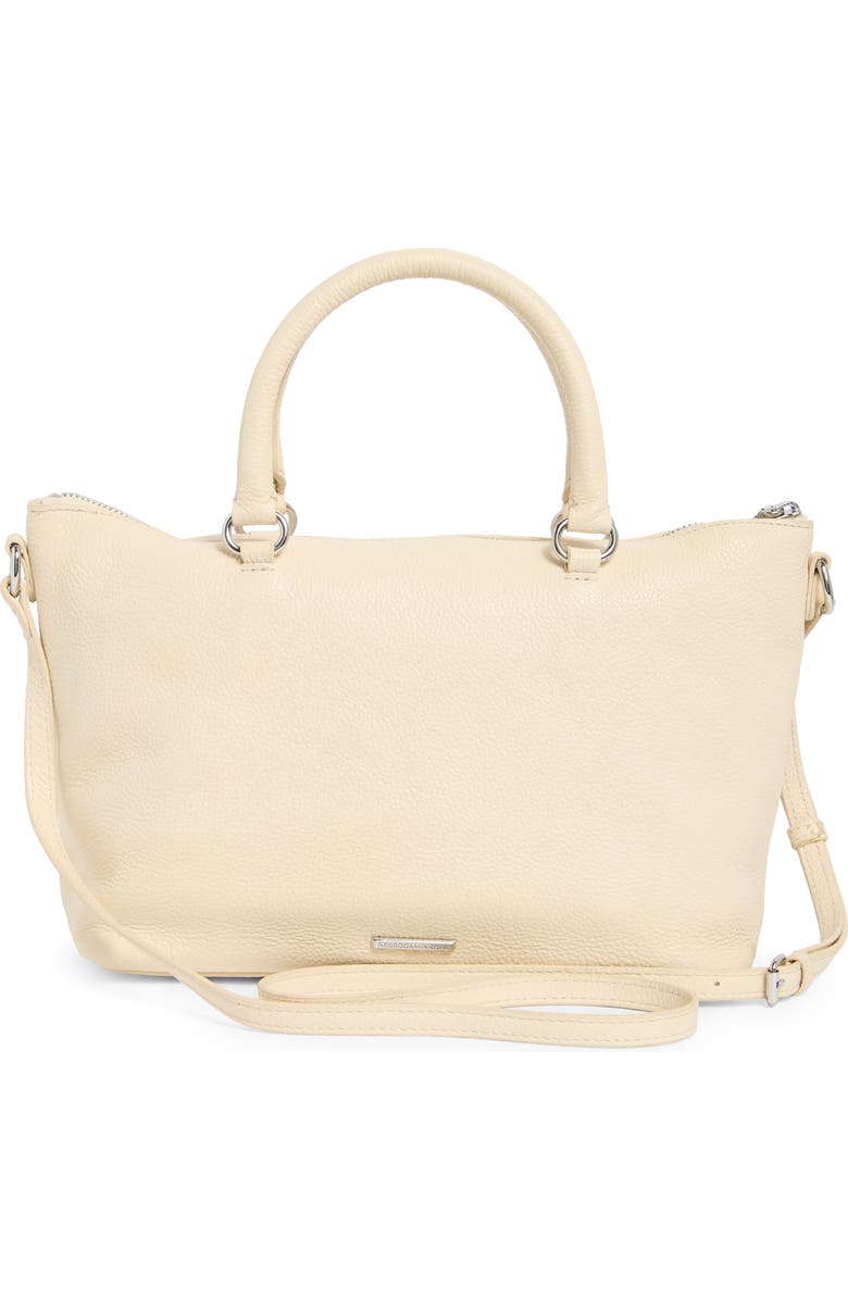 Rebecca Minkoff Moto Zip Leather Satchel, Alternate, color, Eggshell