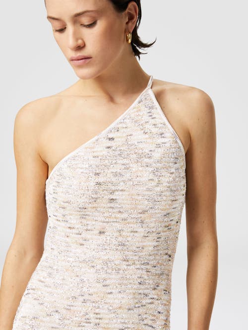 Missoni Knitted Dress In White & Beige