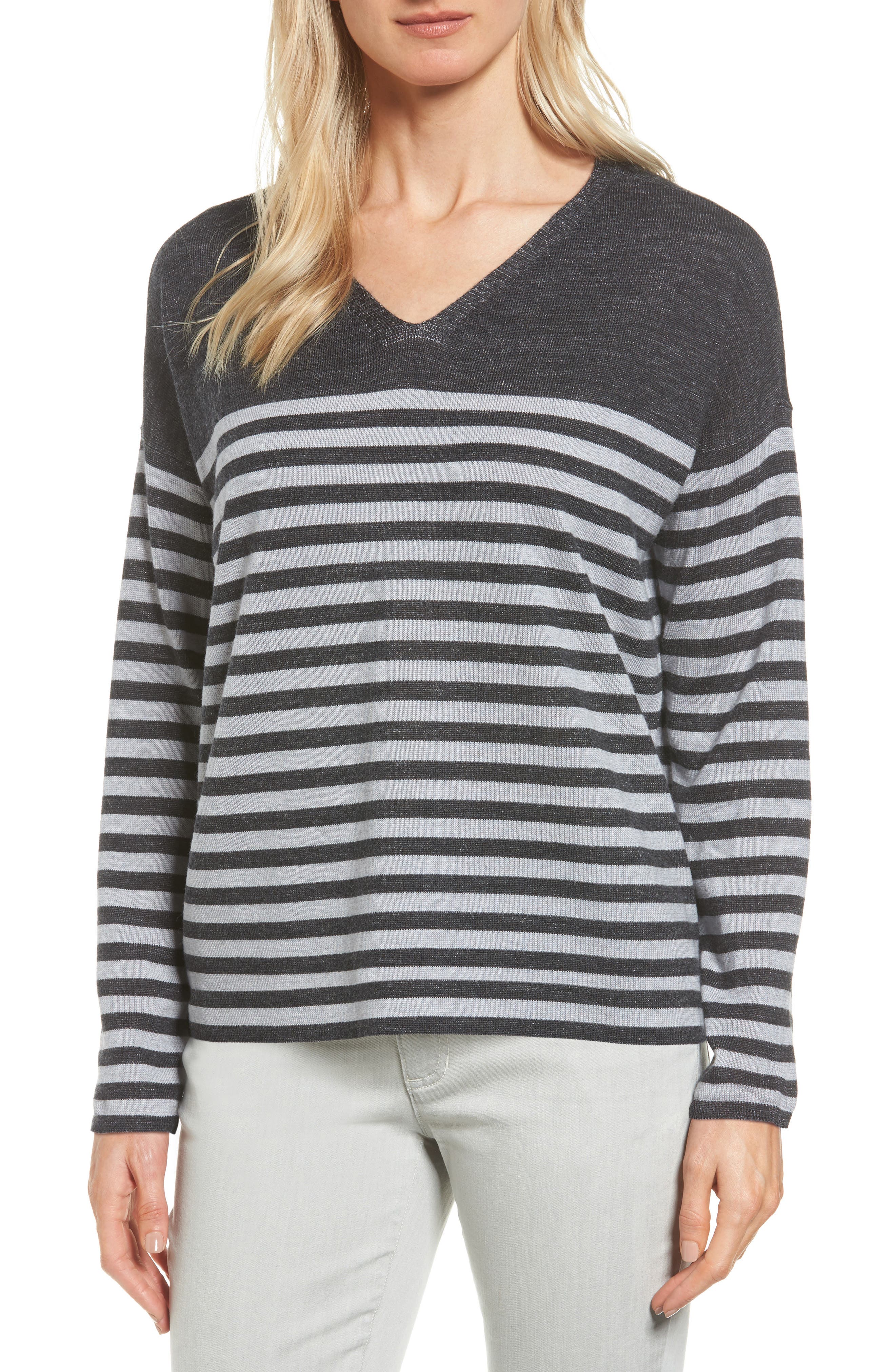 Eileen Fisher Stripe Merino Wool Pullover