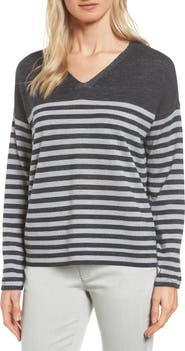 Eileen Fisher Stripe Merino Wool Pullover