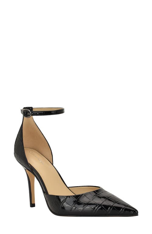 Calvin Klein Olettia Ankle Strap Pointed Toe Pump In Black