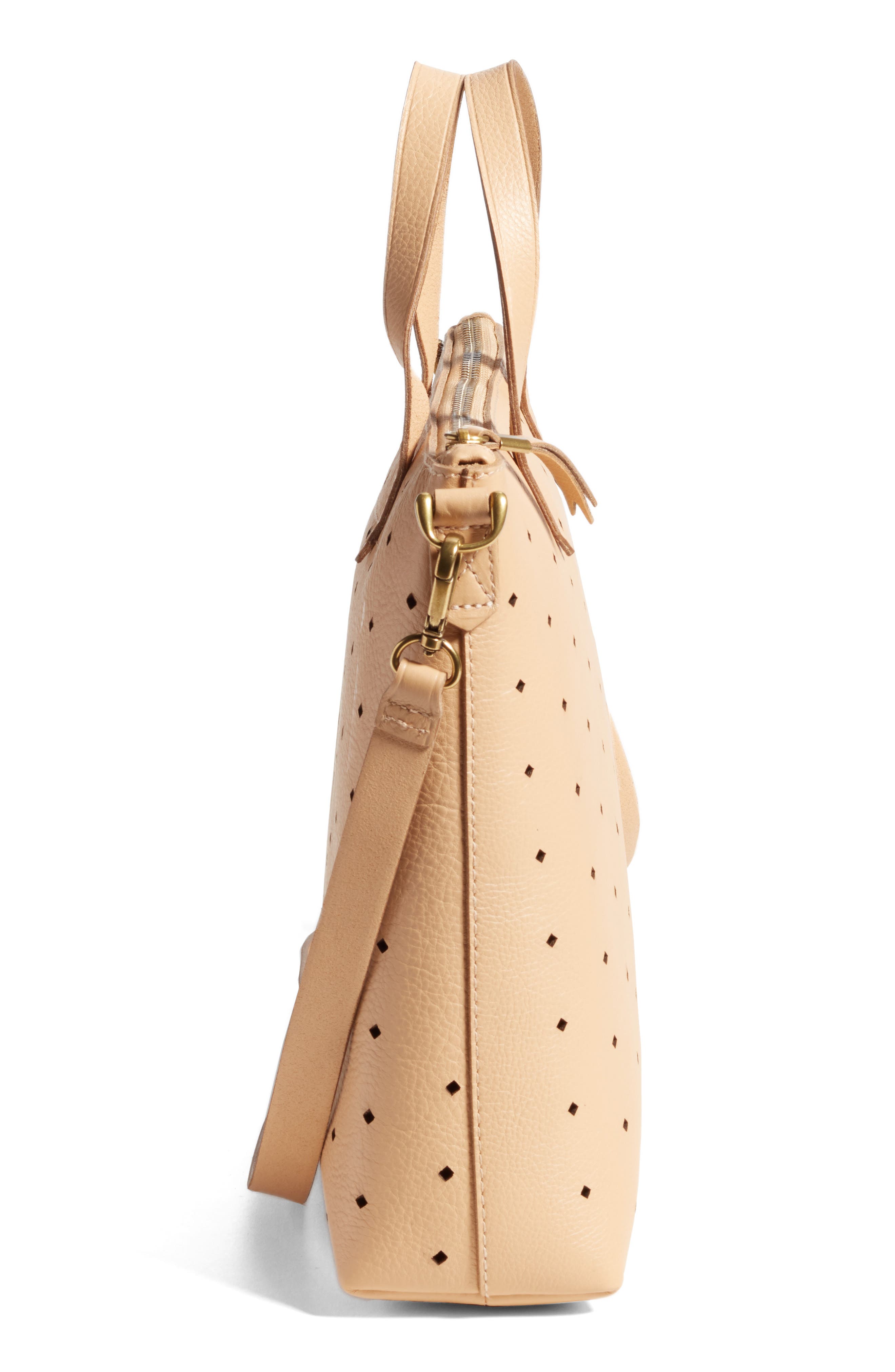 Madewell Mini Transport Perforated Leather Crossbody Bag, Alternate, color, 