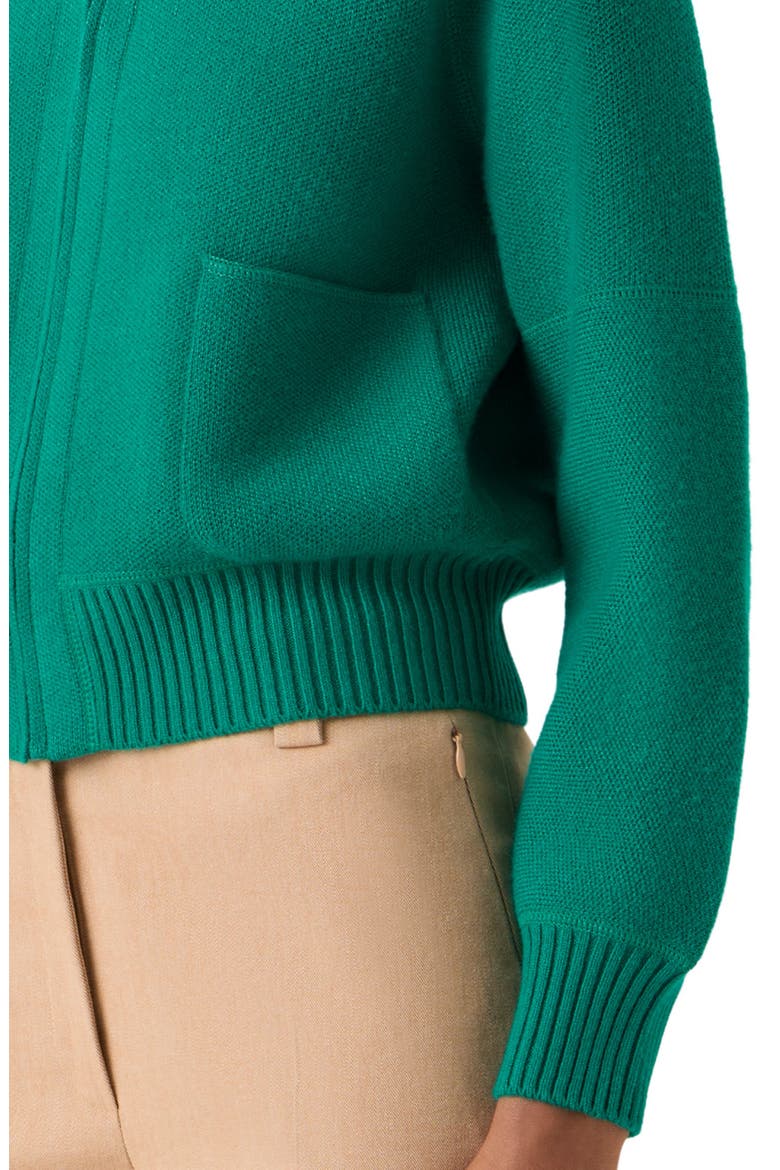 Cashmere Piqué Zip-Up Cardigan, Alternate, color, TOURMALINE