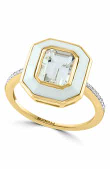 EFFY 14K Yellow Gold Diamond White Topaz & Agate Ring
