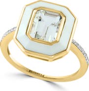 EFFY 14K Yellow Gold Diamond White Topaz & Agate Ring