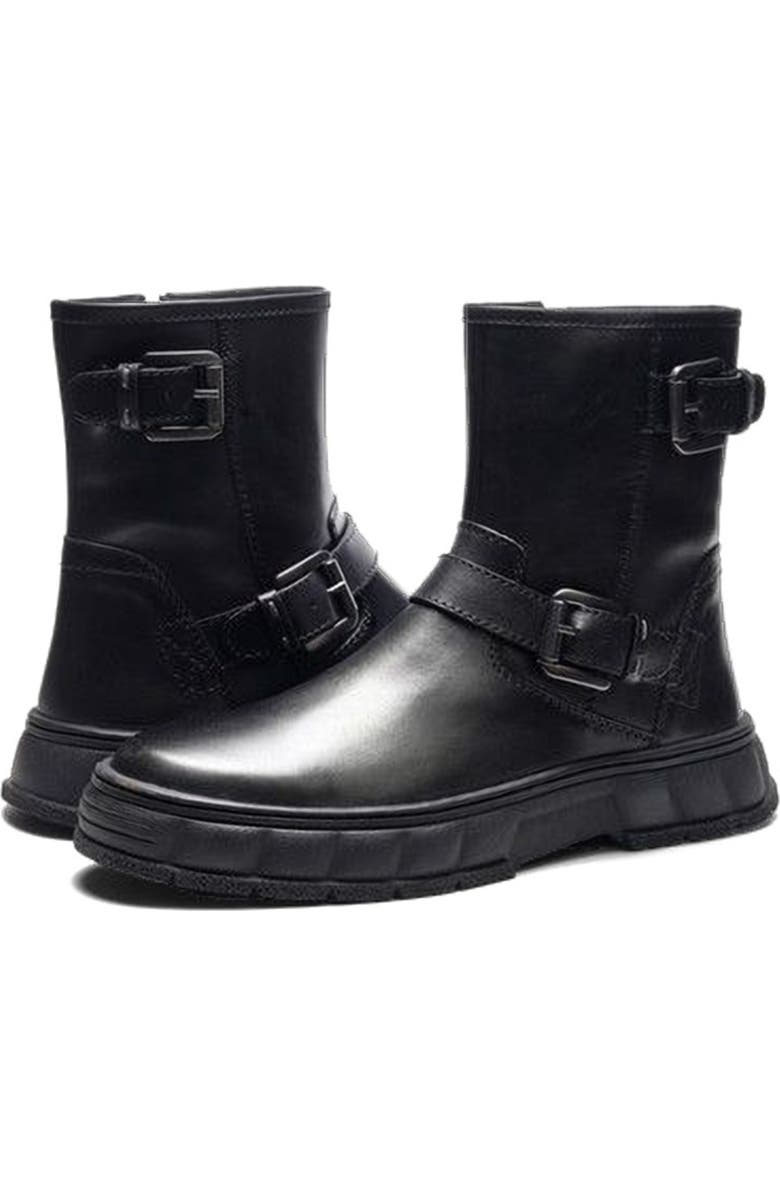 A. Veer Ranger Biker Boot, Alternate, color, Black Nubuck