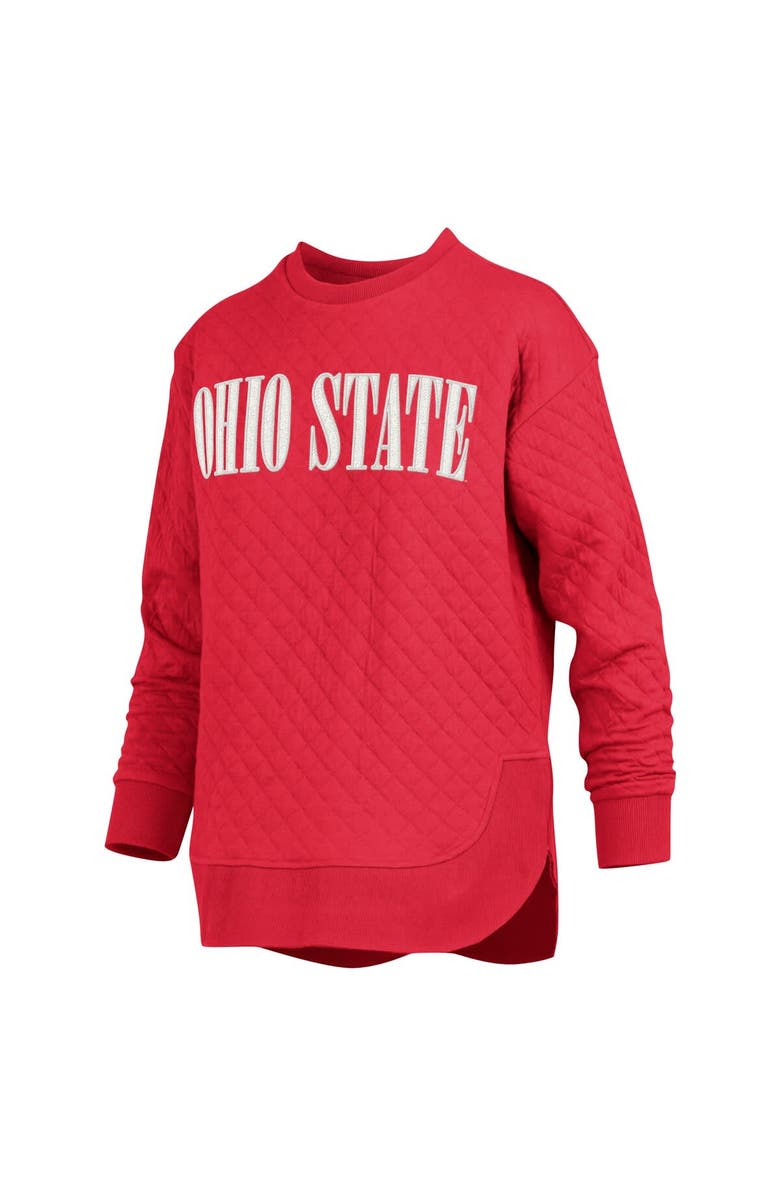 PRESSBOX Women's Pressbox Scarlet Ohio State Buckeyes Quilted Long Sleeve Pullover Sweatshirt, Alternate, color, 