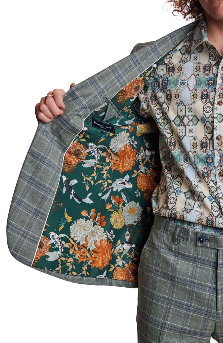 PAISLEY & GRAY Dover Slim Fit Plaid Sport Coat, Alternate, color, Green Blue White Check
