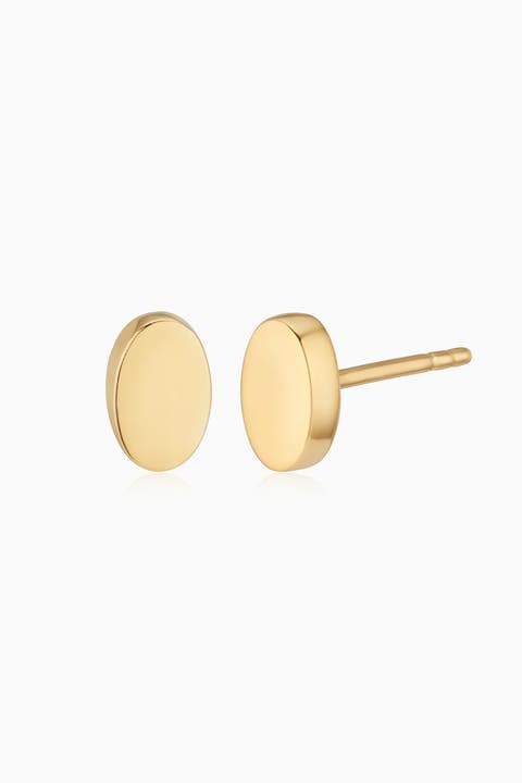 14K Gold Sweet Oval Studs