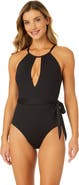 Anne Cole Women's Live In Color High Neck Plunge One Piece Swimsuit