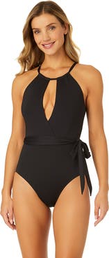 Anne Cole Women's Live In Color High Neck Plunge One Piece Swimsuit