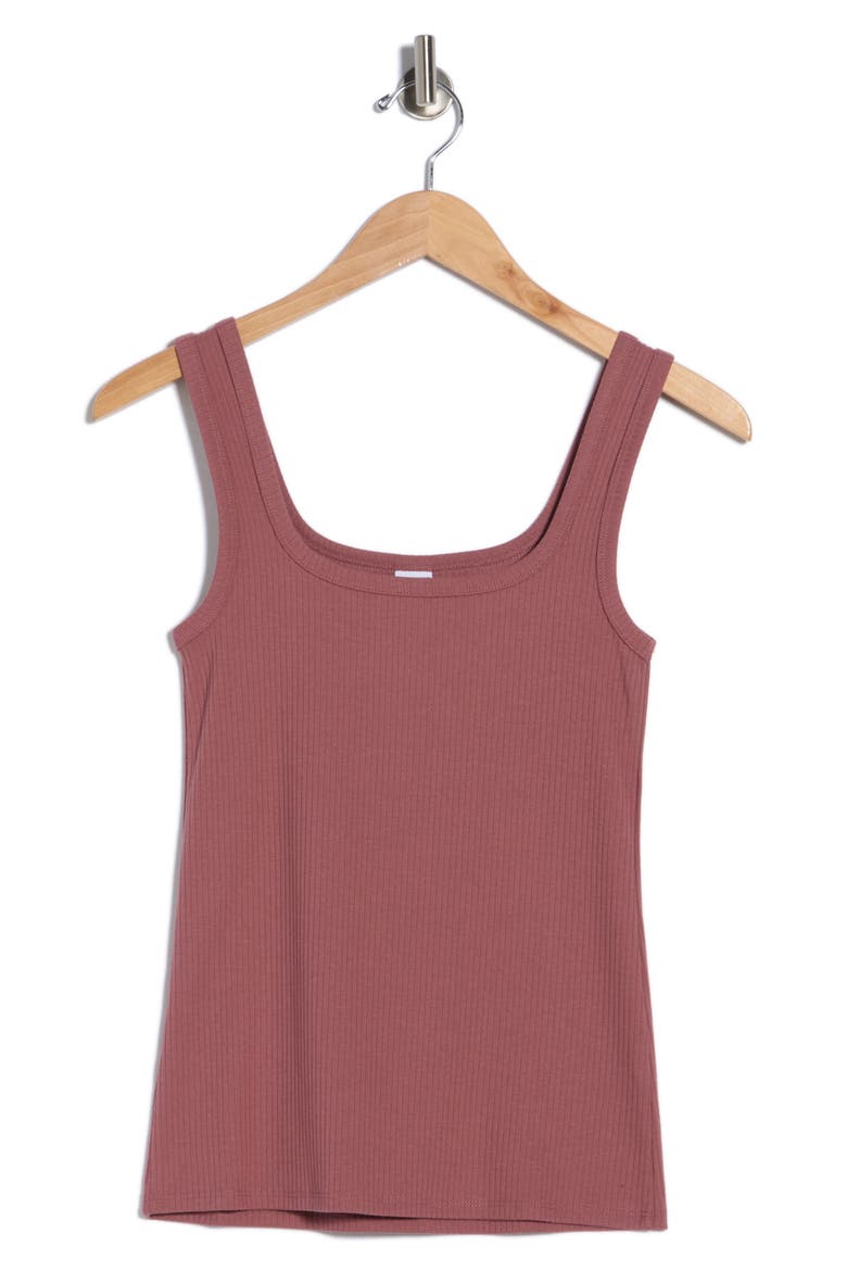 Rib Tank Top, Alternate, color, BROWN ROSE